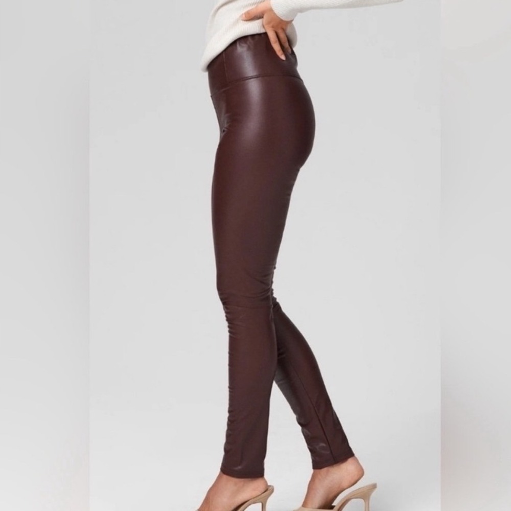 Aerie Offline Real Luxe Faux Leather Leggings Brown M NWT